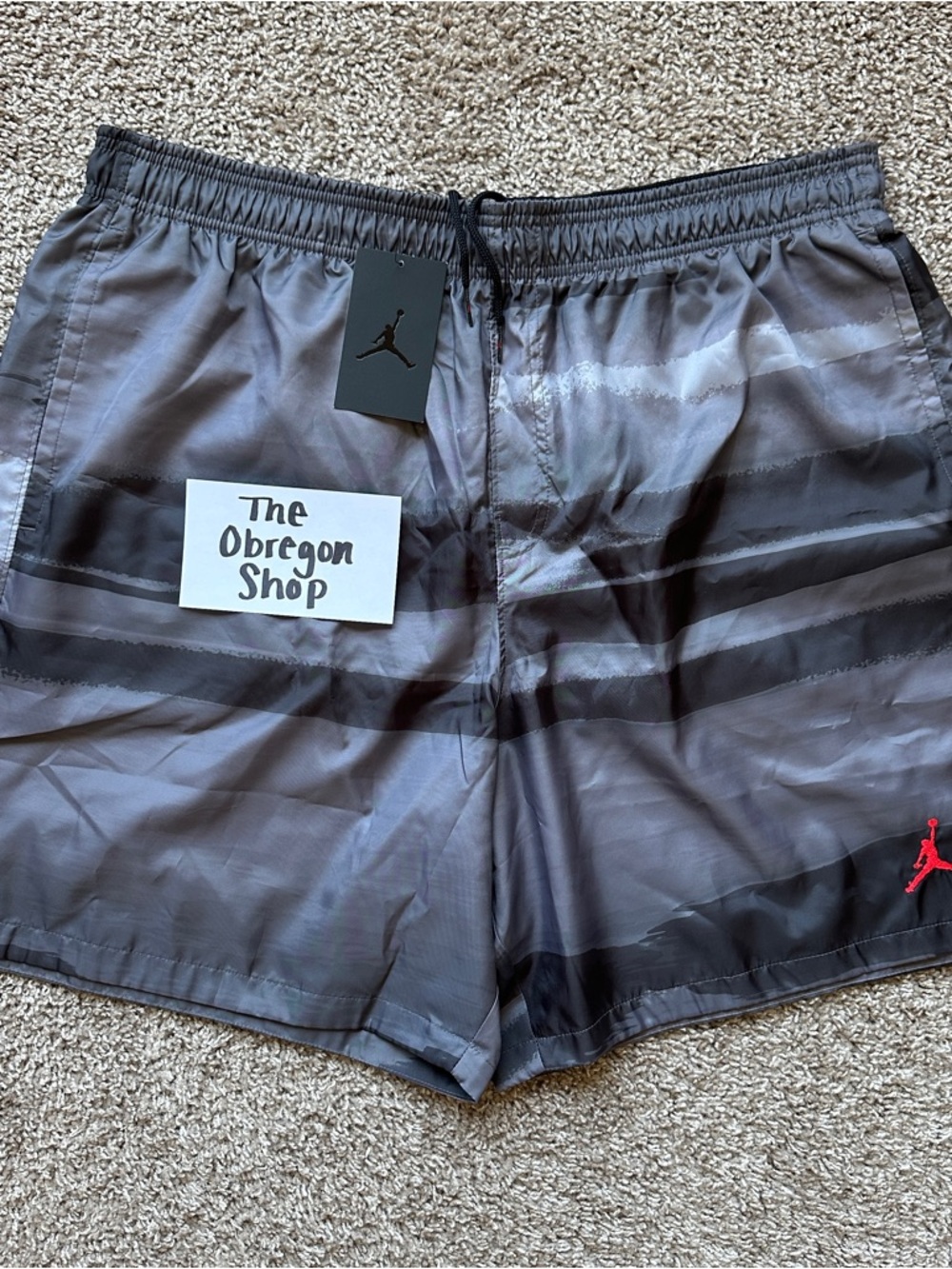 NIKE AIR JORDAN JUMPMAN LEGACY AJ11 PRINTED SHORTS MENS 2XL XXL GRAY BLACK NEW